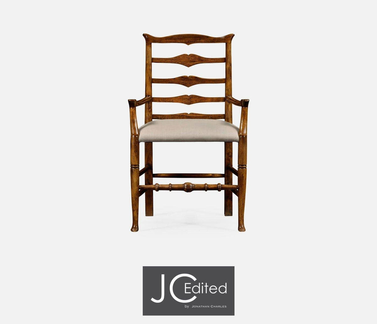 Jonathan Charles Dining Dining Chair with Arms Rustic Ladder Back in Antwerp - Country Walnut House of Isabella UK