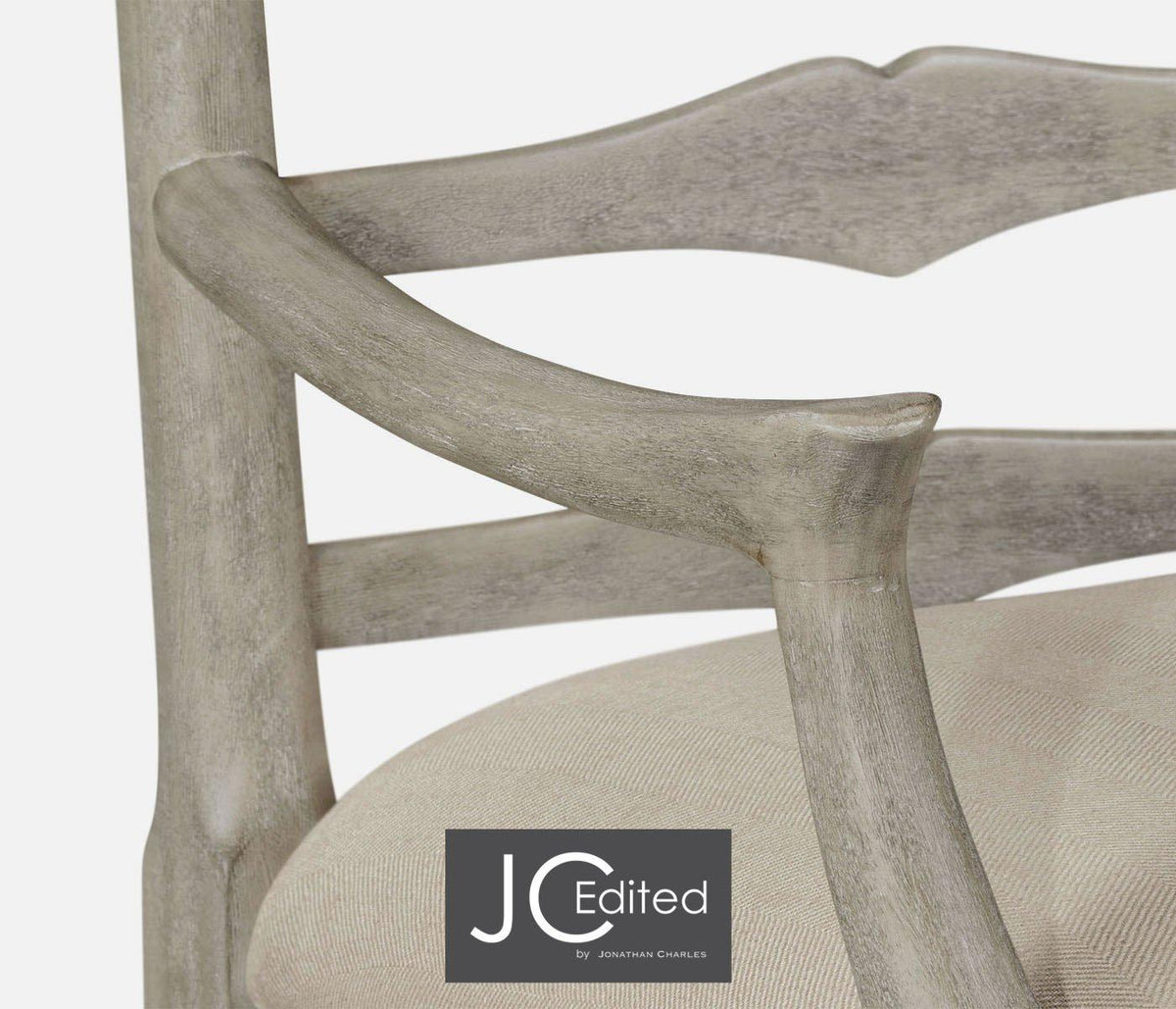 Jonathan Charles Dining Dining Chair with Arms Rustic Ladder Back in Mazo - Rustic Grey House of Isabella UK
