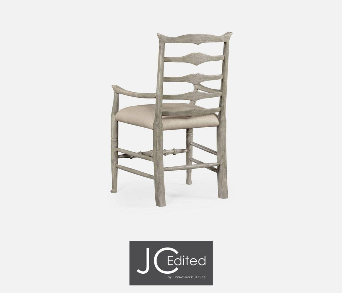 Jonathan Charles Dining Dining Chair with Arms Rustic Ladder Back in Mazo - Rustic Grey House of Isabella UK