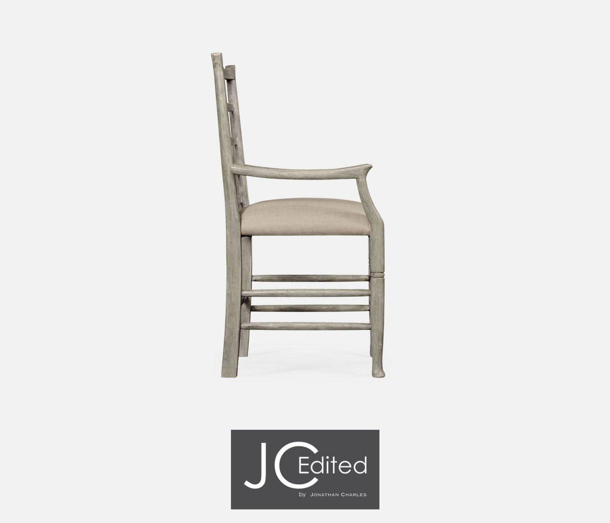 Jonathan Charles Dining Dining Chair with Arms Rustic Ladder Back in Mazo - Rustic Grey House of Isabella UK