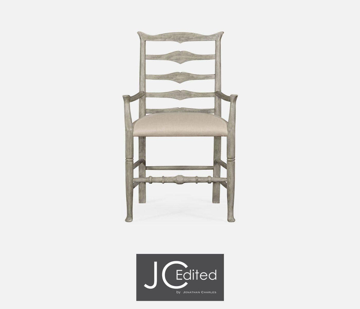 Jonathan Charles Dining Dining Chair with Arms Rustic Ladder Back in Mazo - Rustic Grey House of Isabella UK