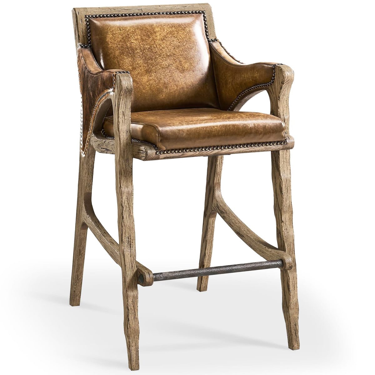 Jonathan Charles Dining Echo Canyon Leather and Hide Bar Stool House of Isabella UK