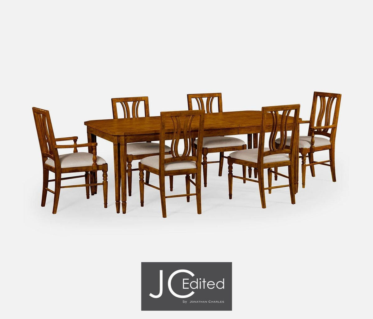 Jonathan Charles Dining Extending Dining Table Rustic - Country Walnut House of Isabella UK