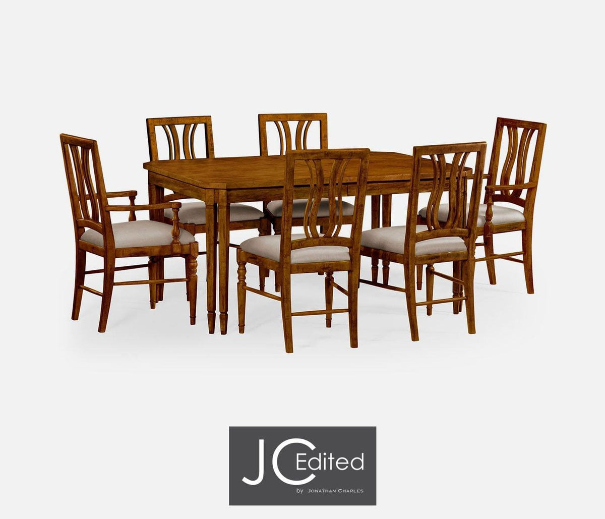 Jonathan Charles Dining Extending Dining Table Rustic - Country Walnut House of Isabella UK
