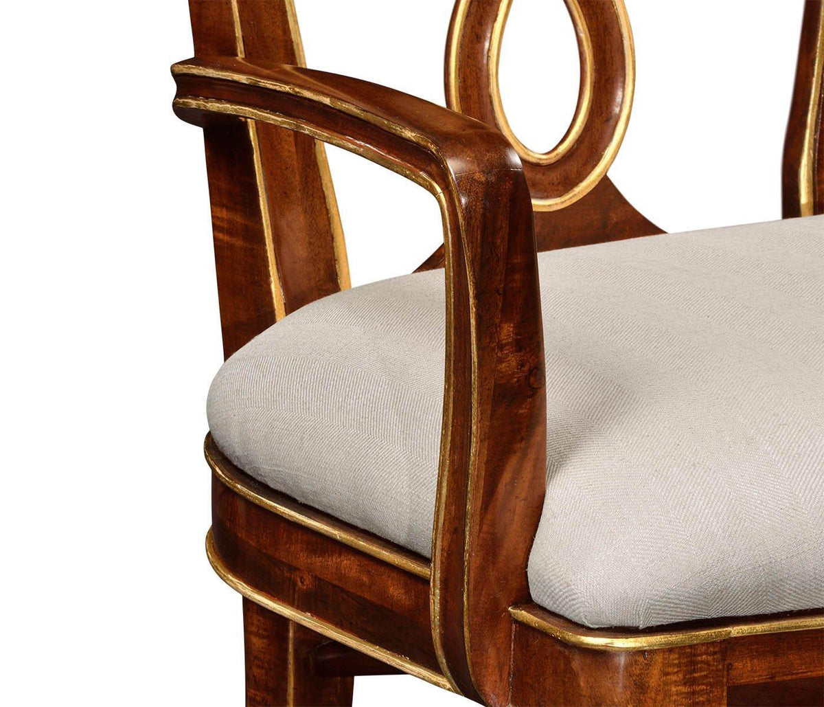 Jonathan Charles Dining Chair with Arm Biedermeier in Mahogany - Shambala.