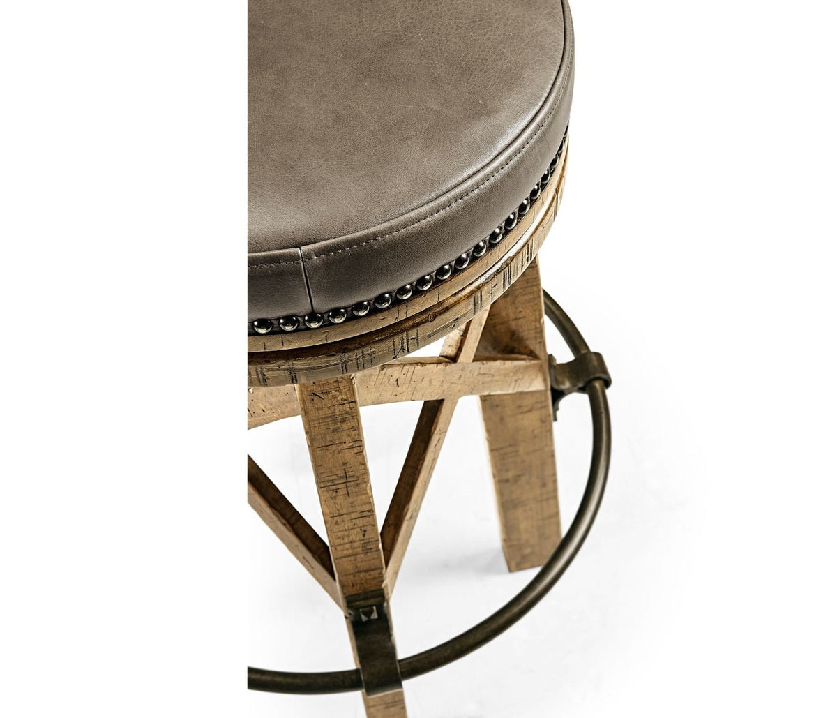 Jonathan Charles Dining Medium Driftwood Round Bar Stool Rustic House of Isabella UK