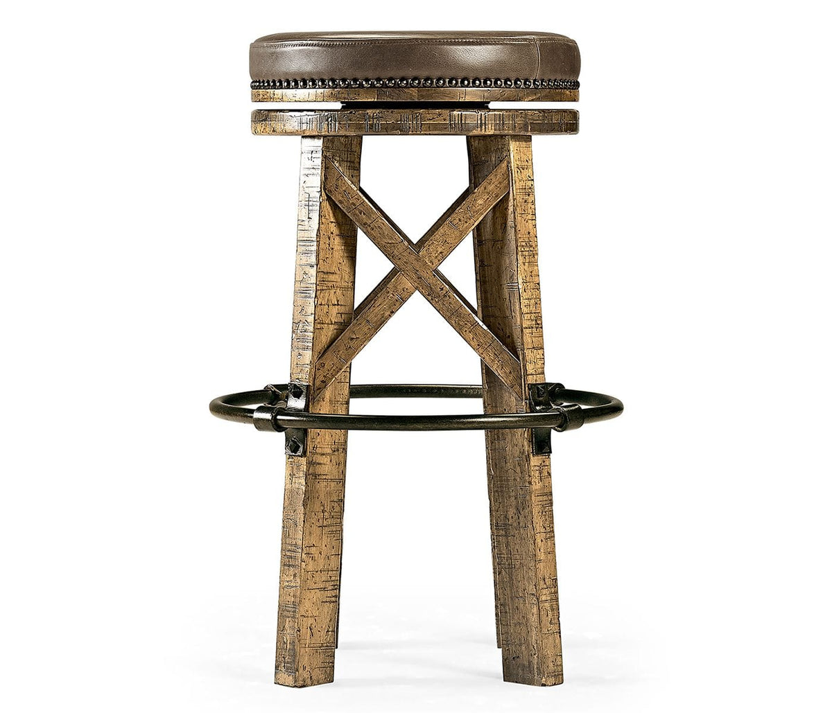 Jonathan Charles Dining Medium Driftwood Round Bar Stool Rustic House of Isabella UK