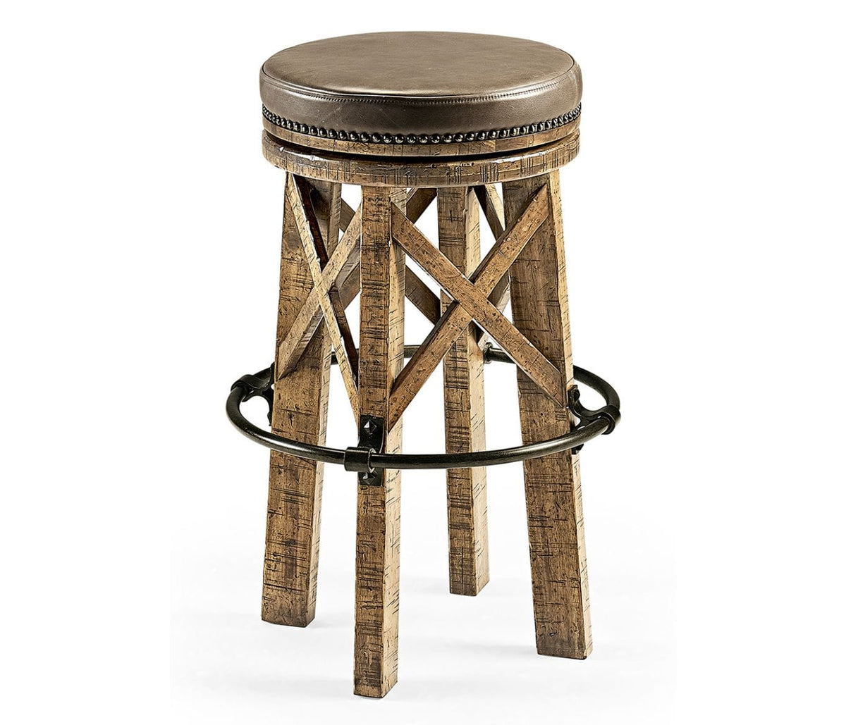 Jonathan Charles Dining Medium Driftwood Round Bar Stool Rustic House of Isabella UK
