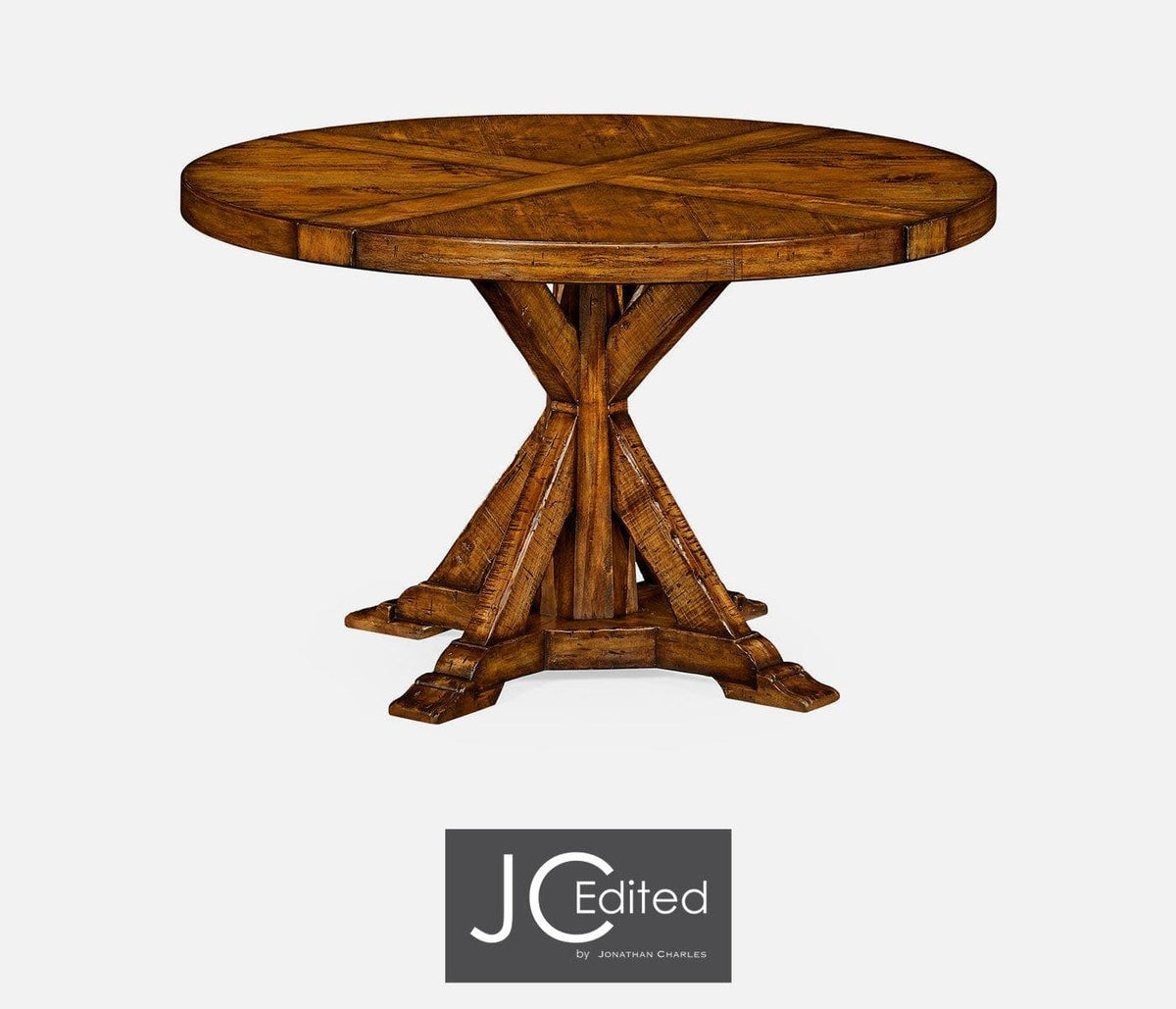 Jonathan Charles Dining Round Dining Table Rustic in Country Walnut House of Isabella UK