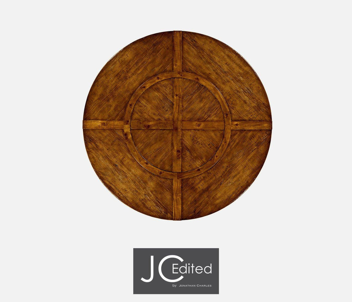 Jonathan Charles Dining Round Dining Table Rustic with Lazy Susan in Country Walnut House of Isabella UK