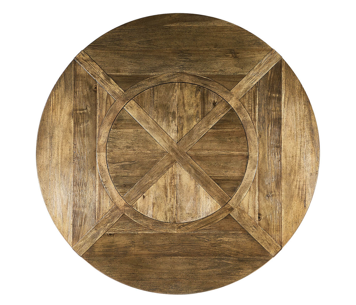 Jonathan Charles Dining Round Dining Table Rustic with Lazy Susan in Medium Driftwood House of Isabella UK
