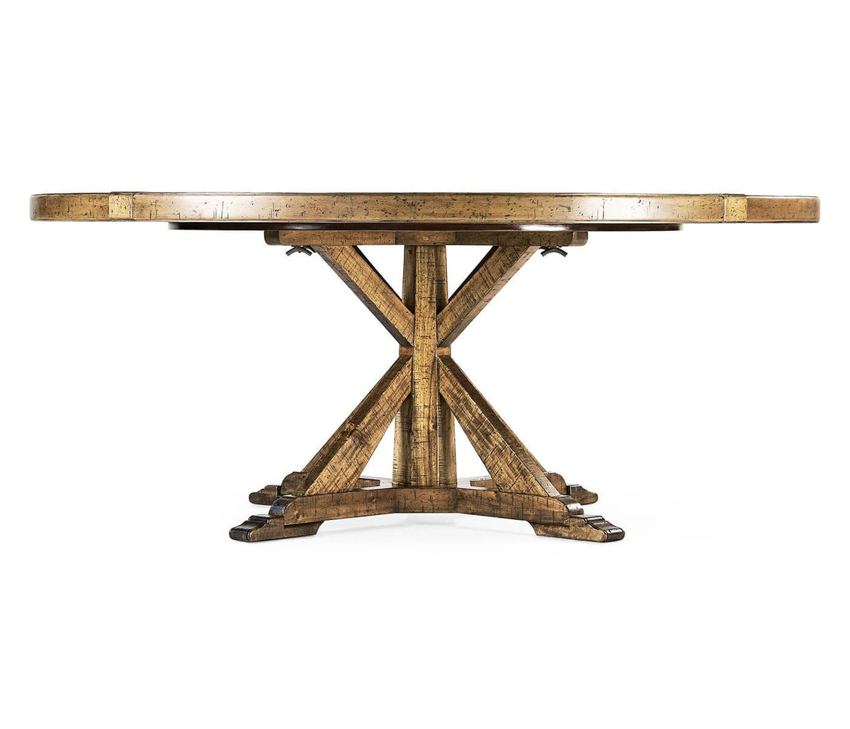 Jonathan Charles Dining Round Dining Table Rustic with Lazy Susan in Medium Driftwood House of Isabella UK