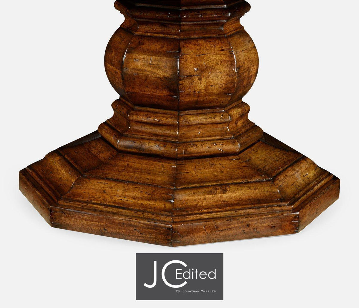 Jonathan Charles Dining Round Dining Table Rustic with Self-Storing Leaves in Country Walnut House of Isabella UK