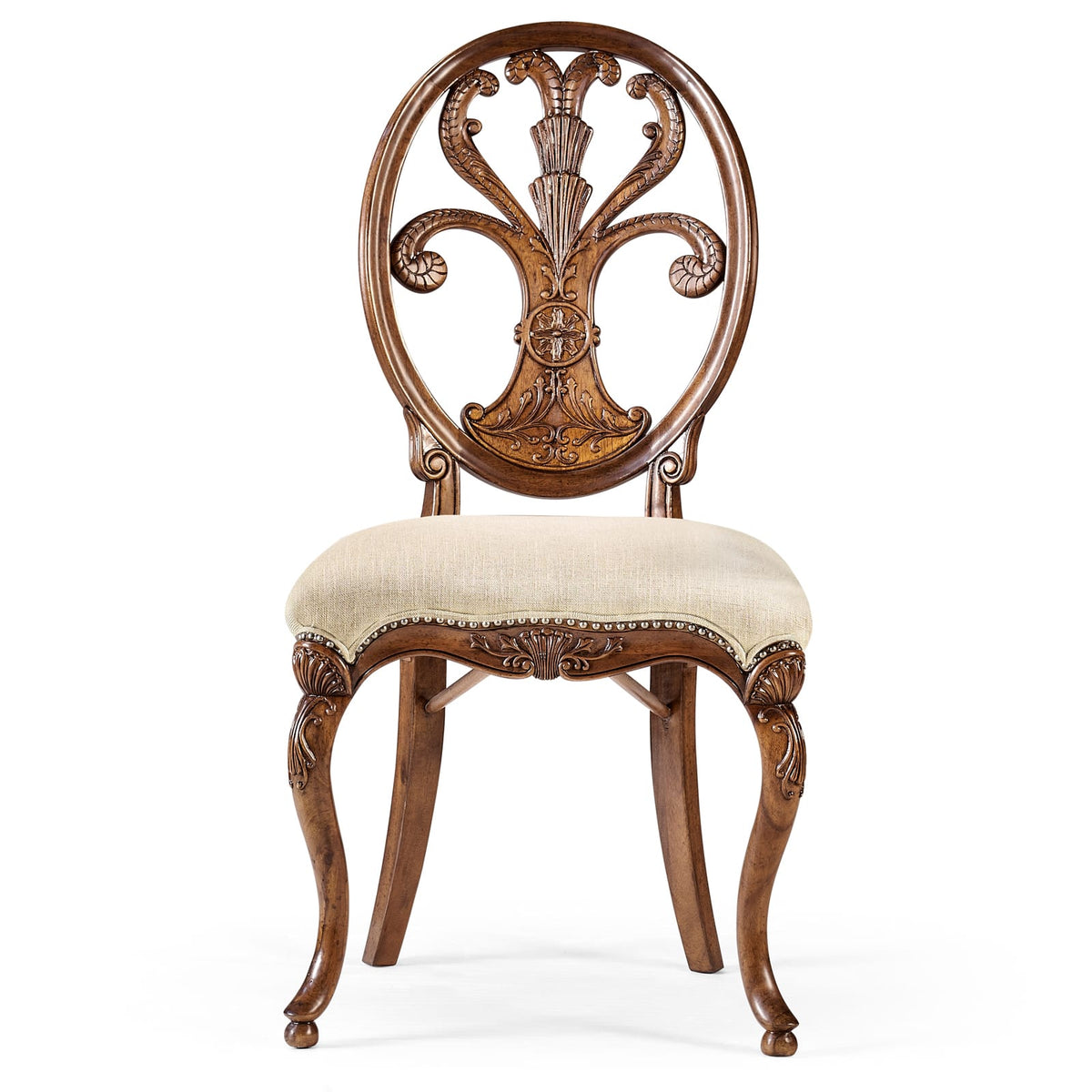 Jonathan Charles Dining Sheraton Walnut Oval Back Side Chair in Antwerp House of Isabella UK