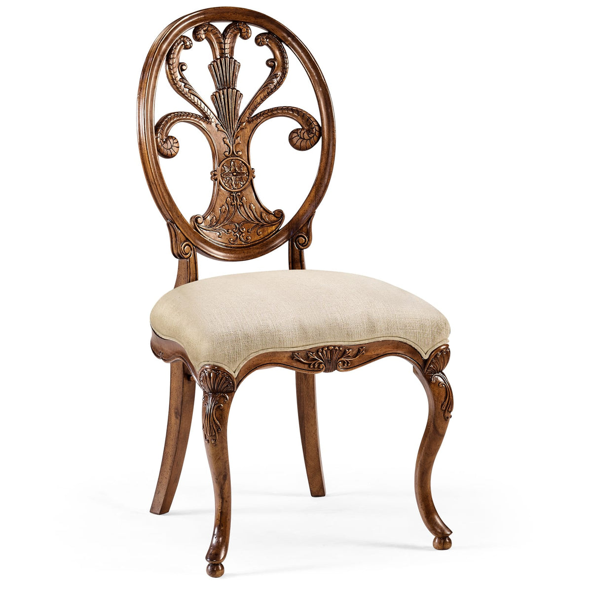 Jonathan Charles Dining Sheraton Walnut Oval Back Side Chair in Antwerp House of Isabella UK