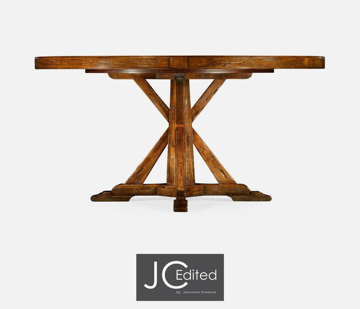 Jonathan Charles Dining Small Round Dining Table Rustic on Bracket Base in Country Walnut House of Isabella UK