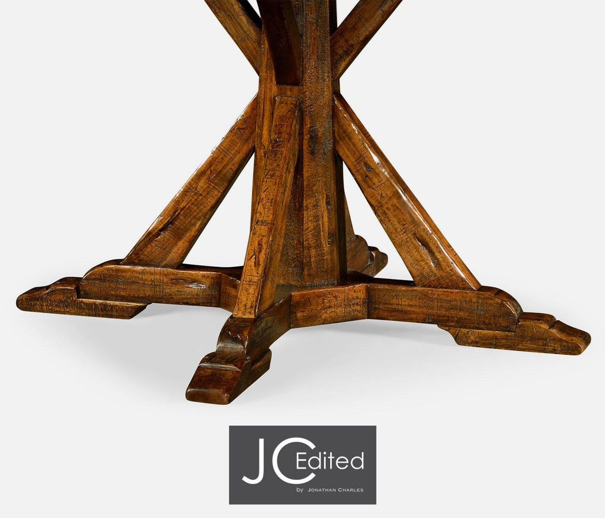 Jonathan Charles Dining Small Round Dining Table Rustic on Bracket Base in Country Walnut House of Isabella UK