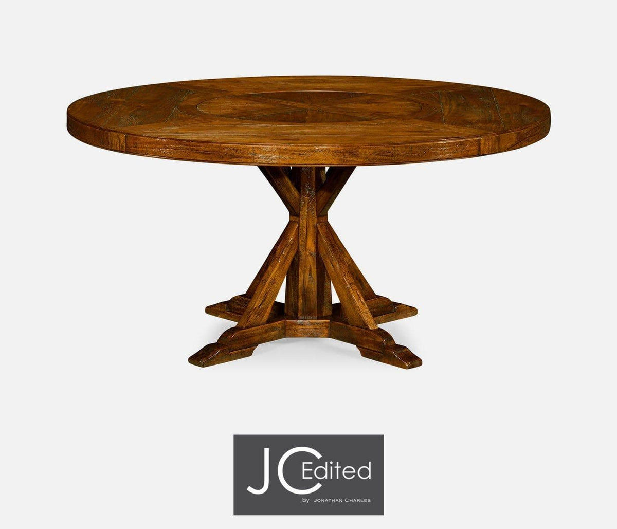 Jonathan Charles Dining Small Round Dining Table Rustic on Bracket Base in Country Walnut House of Isabella UK