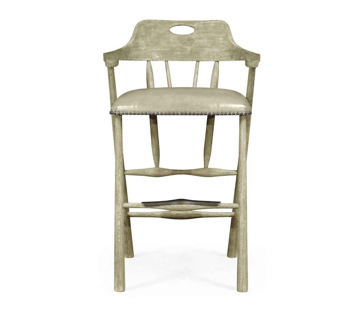 Jonathan Charles Dining Smokers Style Grey Oak Bar Stool in Leather House of Isabella UK