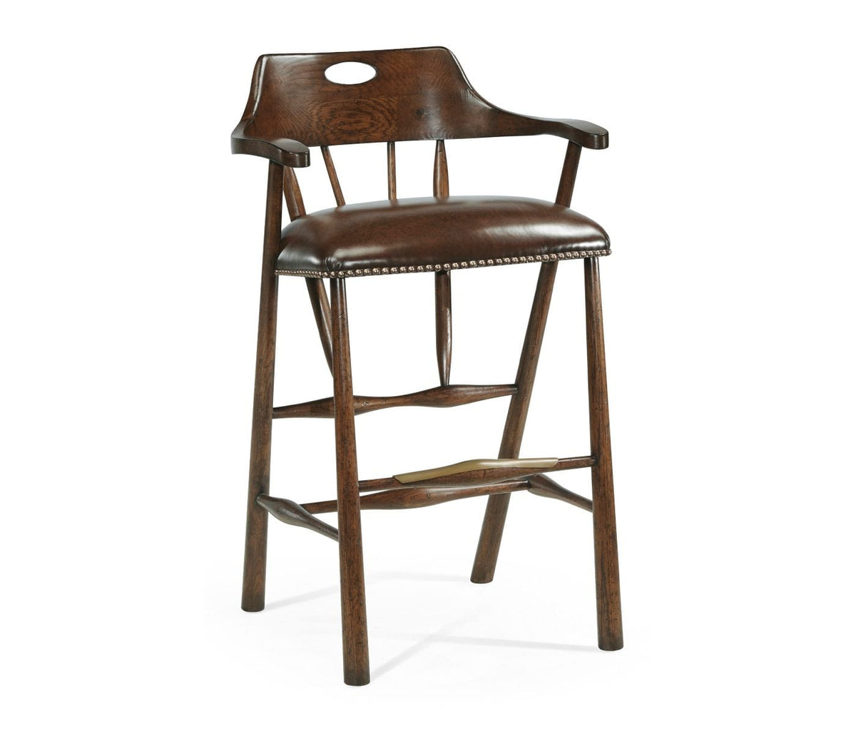Jonathan Charles Dining Smokers Style Tudor Oak Bar Stool in Leather House of Isabella UK