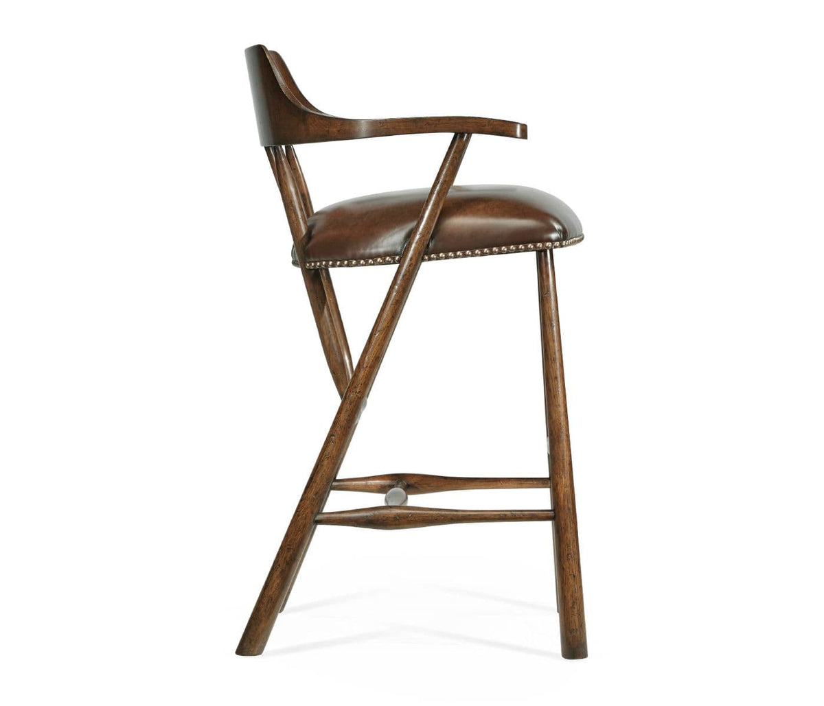 Jonathan Charles Dining Smokers Style Tudor Oak Bar Stool in Leather House of Isabella UK