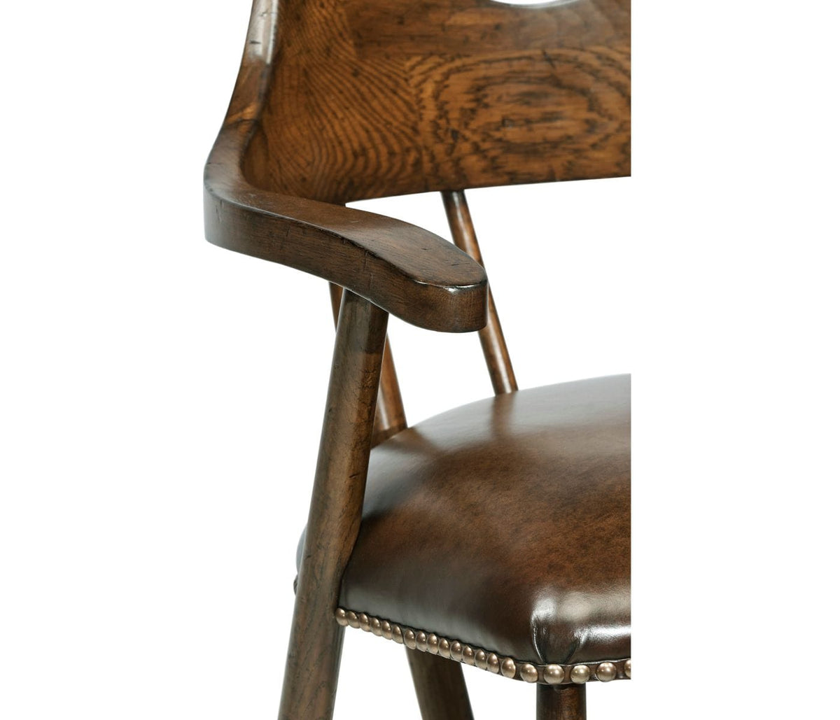 Jonathan Charles Dining Smokers Style Tudor Oak Bar Stool in Leather House of Isabella UK