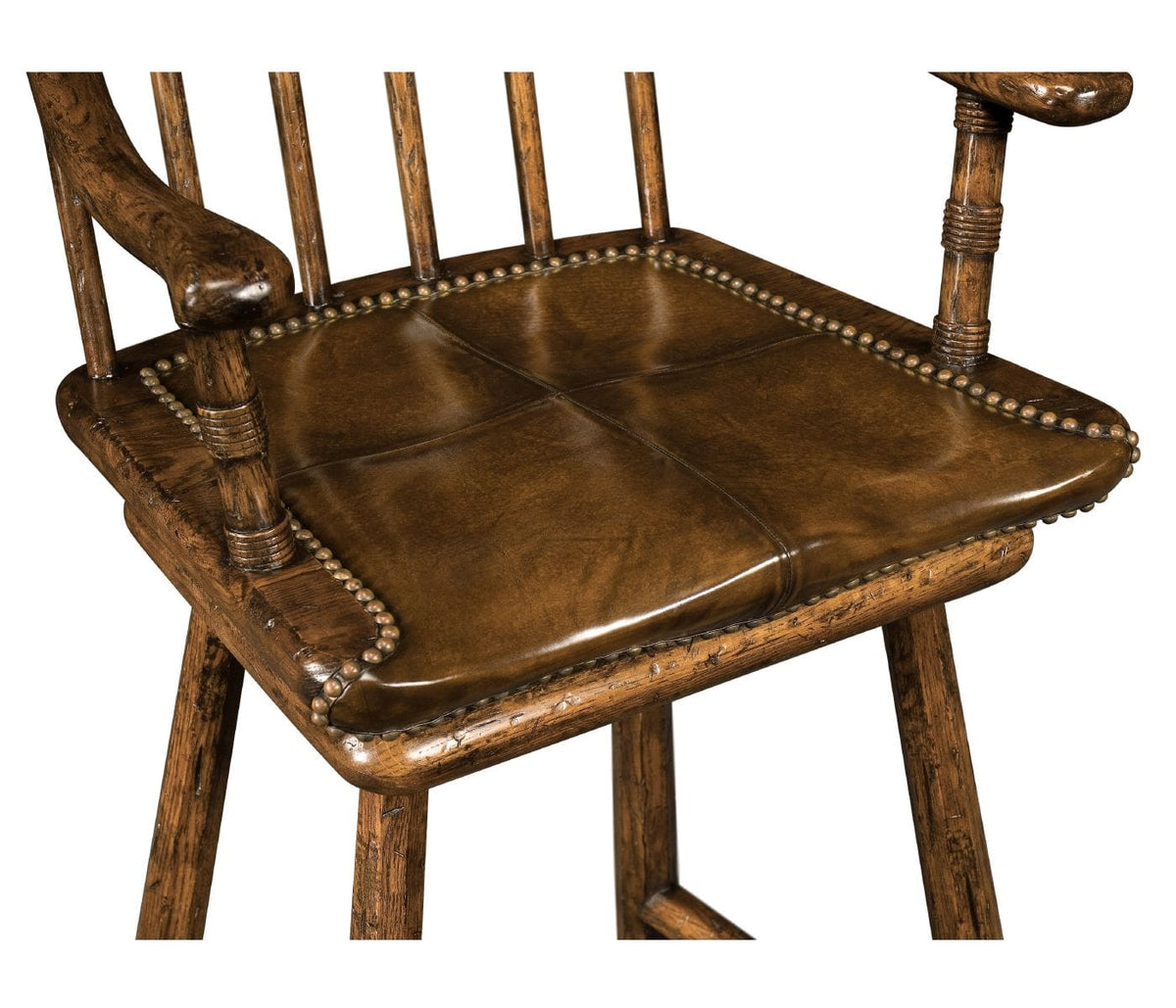 Jonathan Charles Dining Tudor Oak Rustic Bar Stool with Arms House of Isabella UK