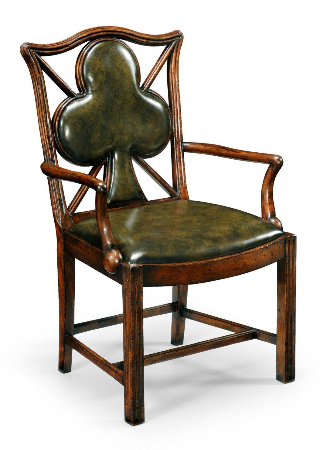 Jonathan Charles Living Armchair Club Playing Card - English Green Leather House of Isabella UK