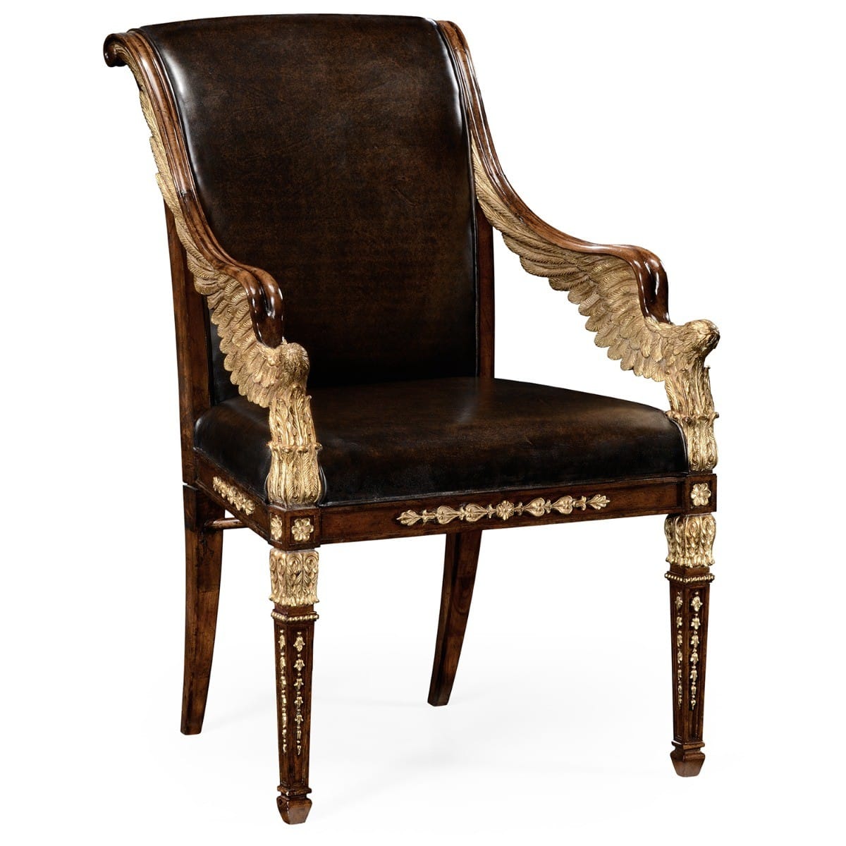 Jonathan Charles Living Armchair Empire in Black Leather House of Isabella UK