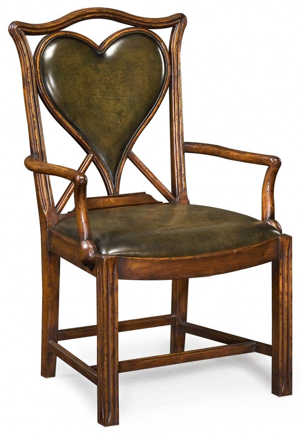 Jonathan Charles Living Armchair Heart Playing Card - English Green Leather House of Isabella UK