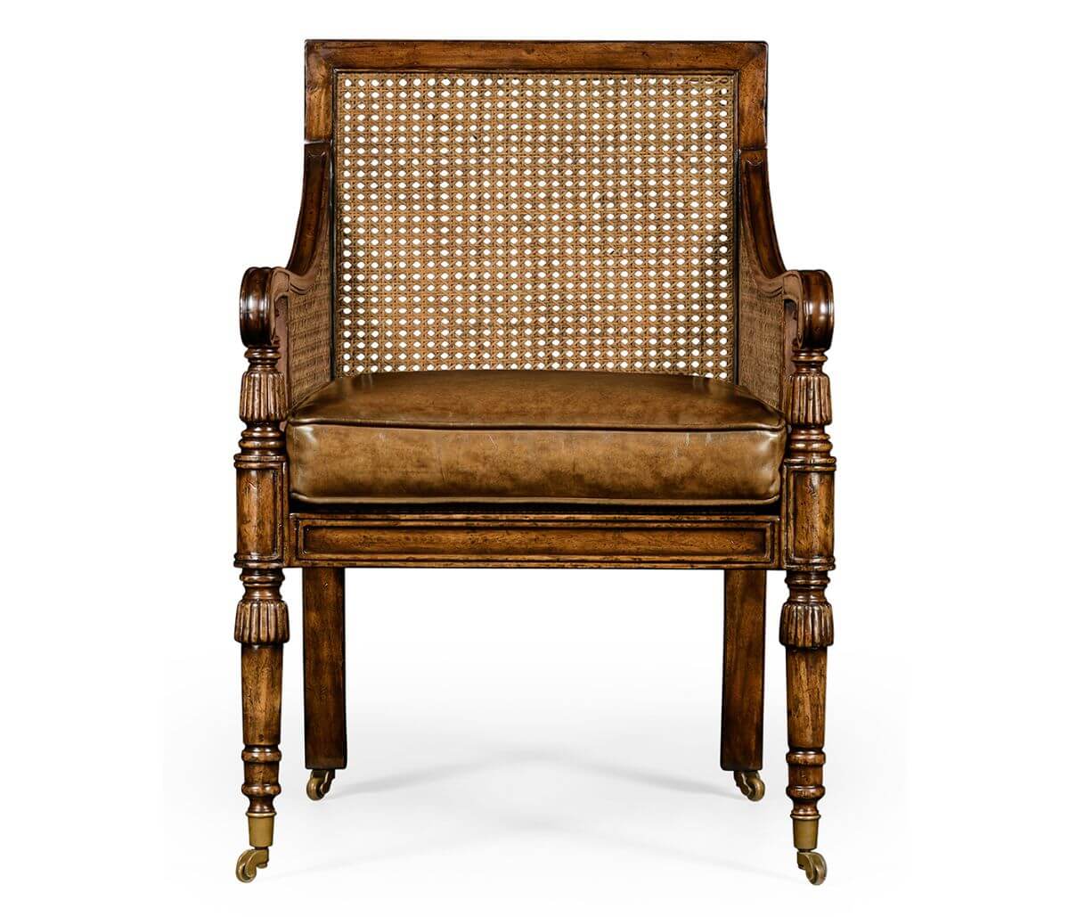 Jonathan Charles Living Bergere Occasional Chair with Cane Back - Leather House of Isabella UK