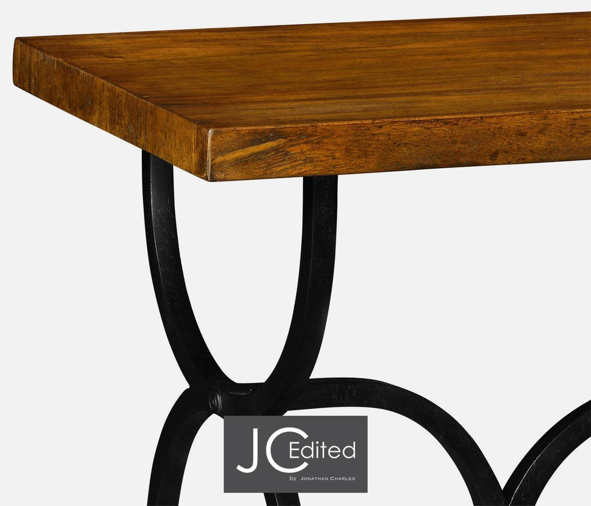 Jonathan Charles Living Console Table Rustic Circles in Country Walnut House of Isabella UK