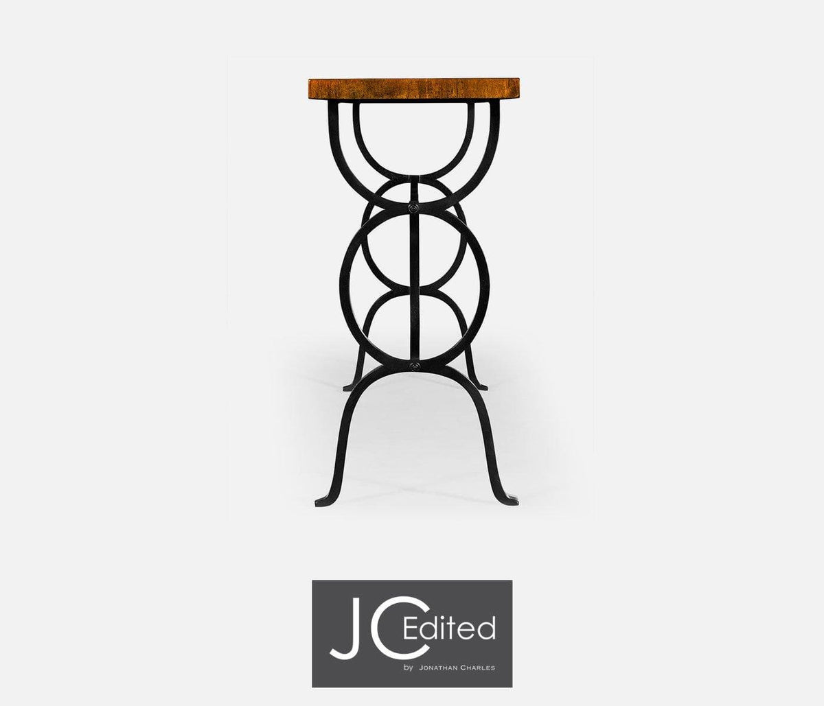 Jonathan Charles Living Console Table Rustic Circles in Country Walnut House of Isabella UK