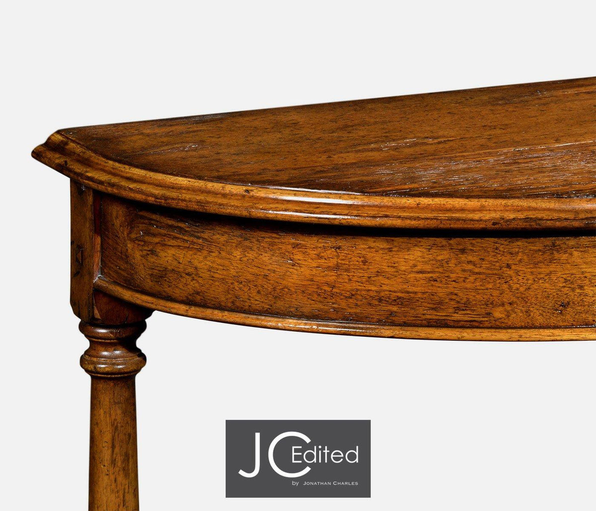 Jonathan Charles Living Demilune Console Table Rustic in Country Walnut House of Isabella UK
