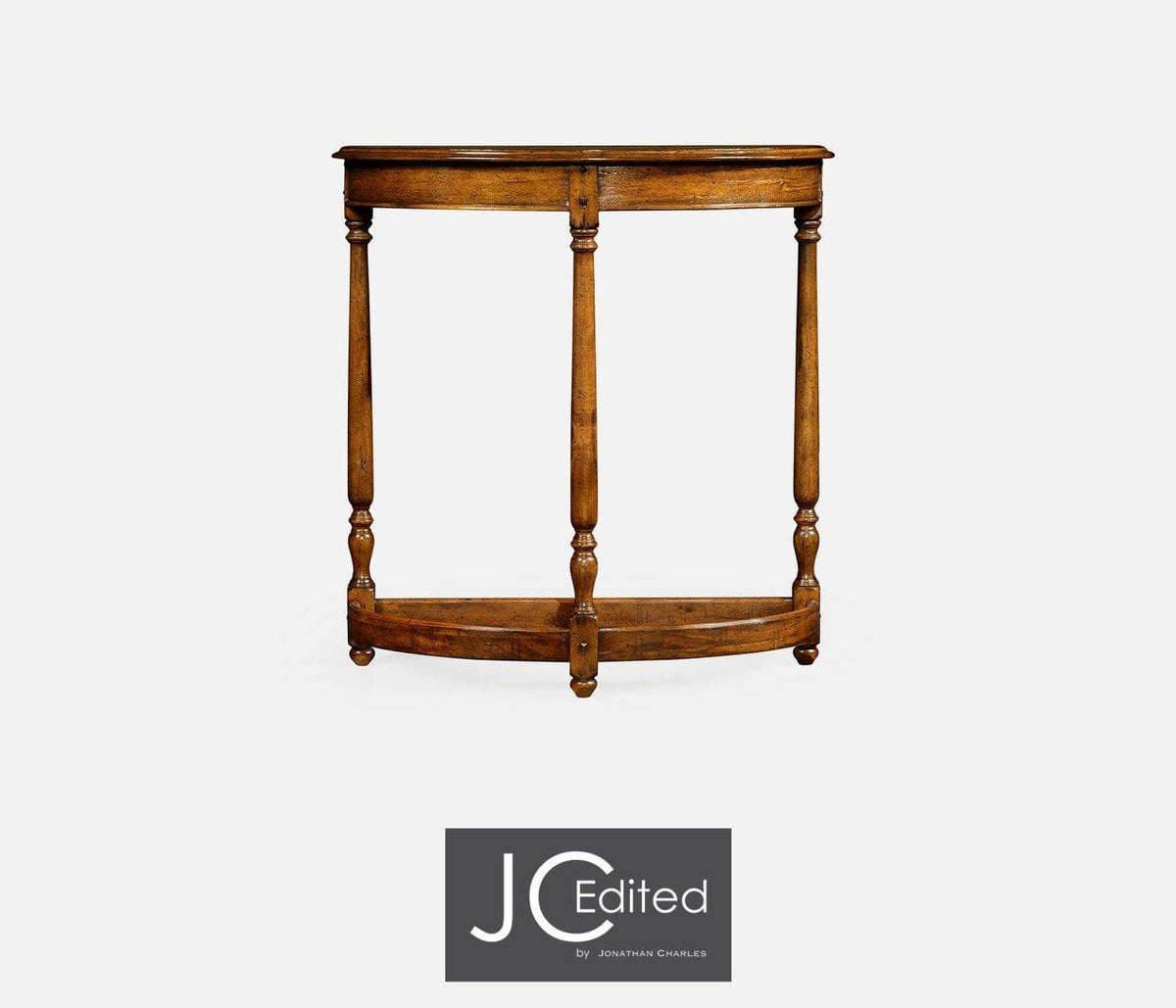 Jonathan Charles Living Demilune Console Table Rustic in Country Walnut House of Isabella UK