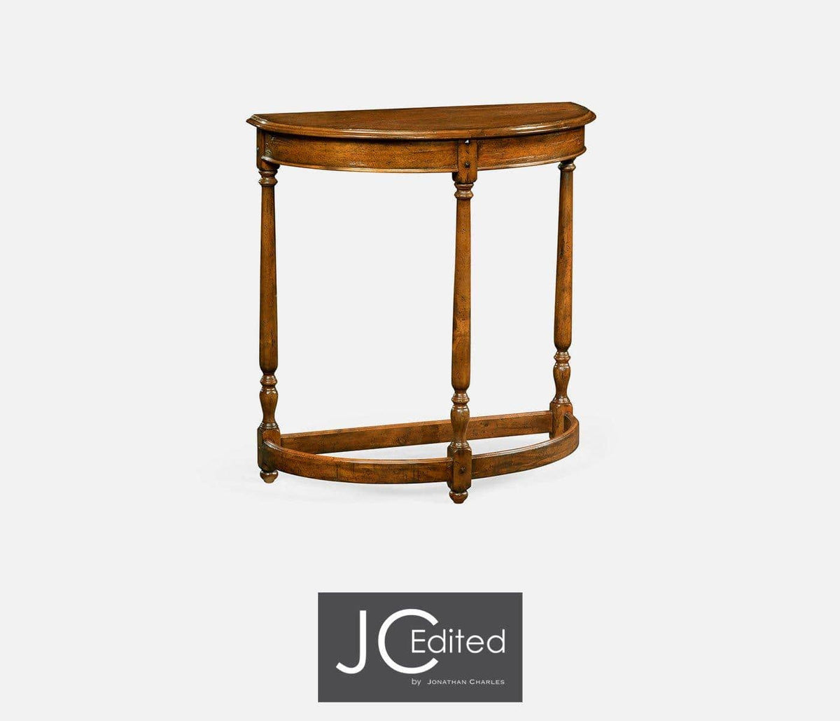 Jonathan Charles Living Demilune Console Table Rustic in Country Walnut House of Isabella UK