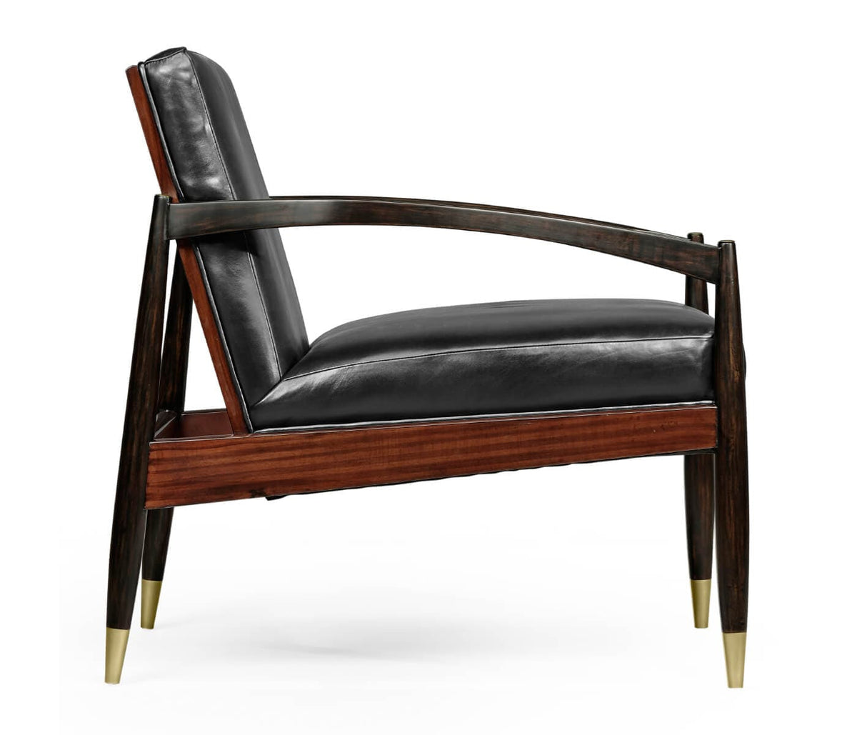 Jonathan Charles Living Ebonised London Occasional Chair - Black Leather House of Isabella UK