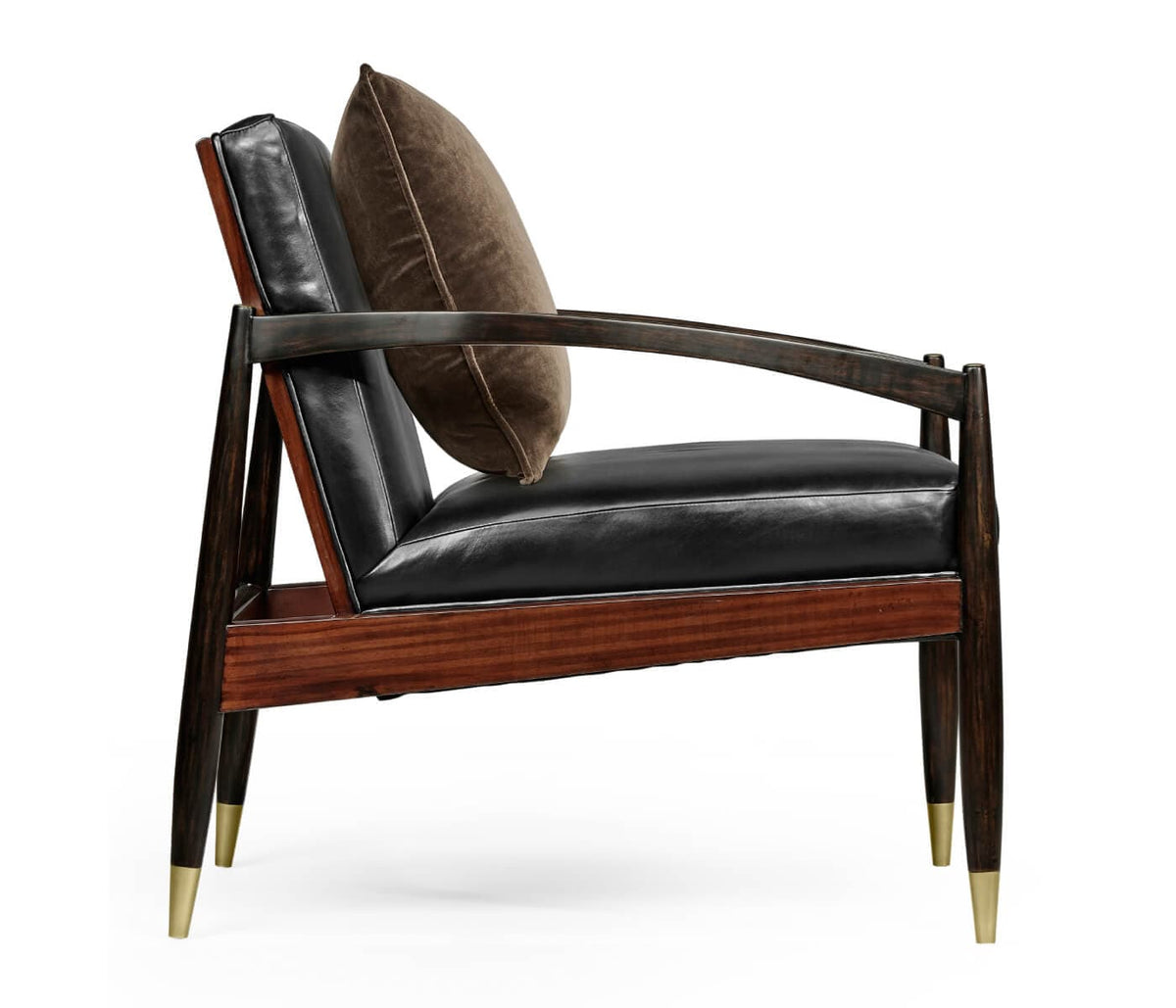 Jonathan Charles Living Ebonised London Occasional Chair - Black Leather House of Isabella UK