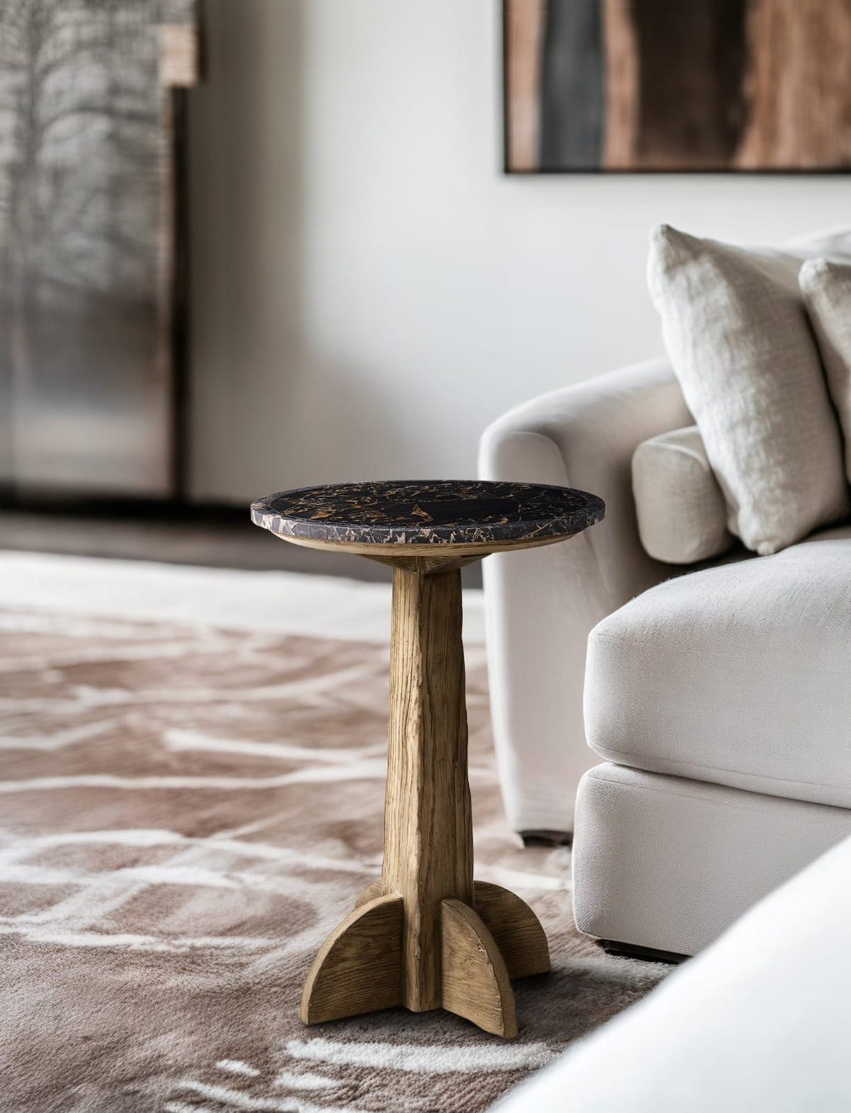 Jonathan Charles Living Echo Canyon Marble Round Side Table House of Isabella UK