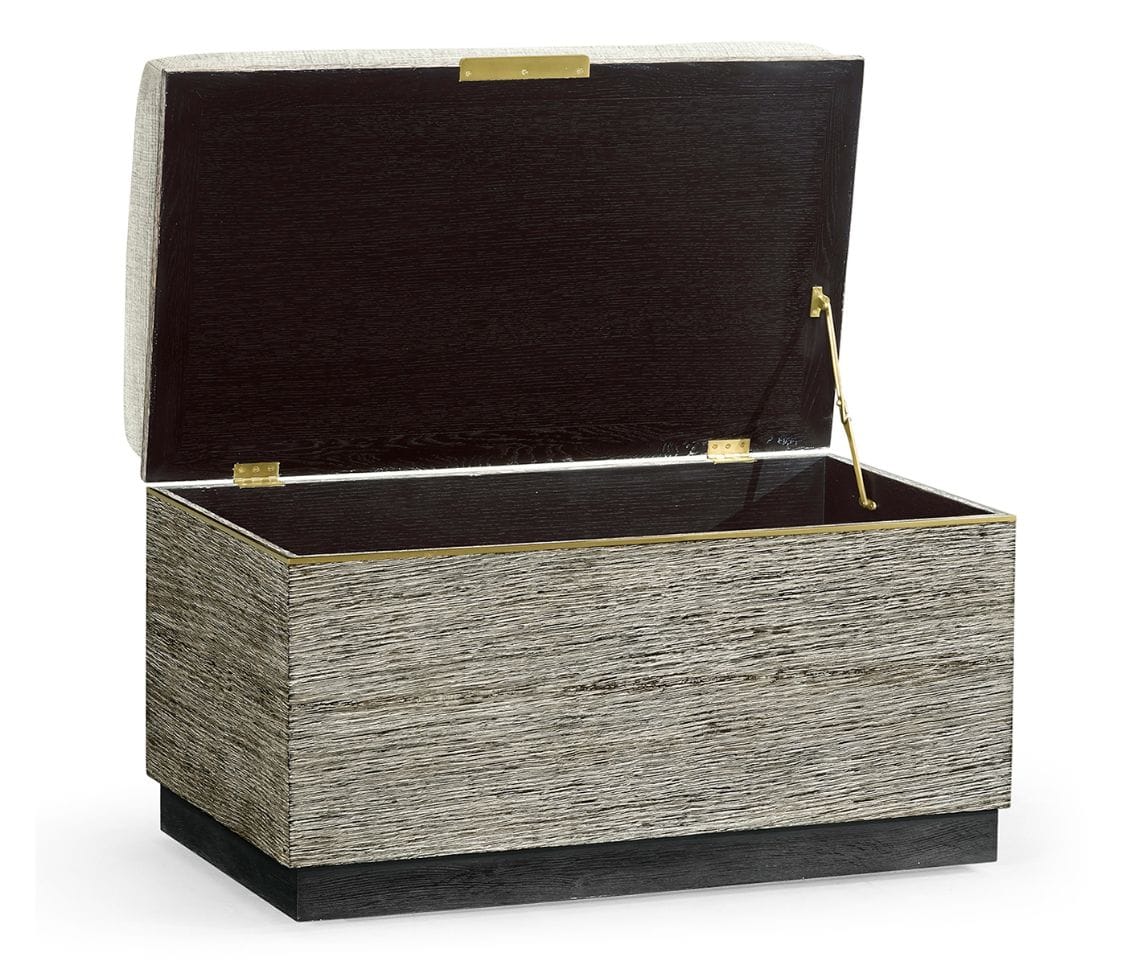 Jonathan Charles Living Geometric Dark French Oak Stool with Inside Storage on Wheels House of Isabella UK