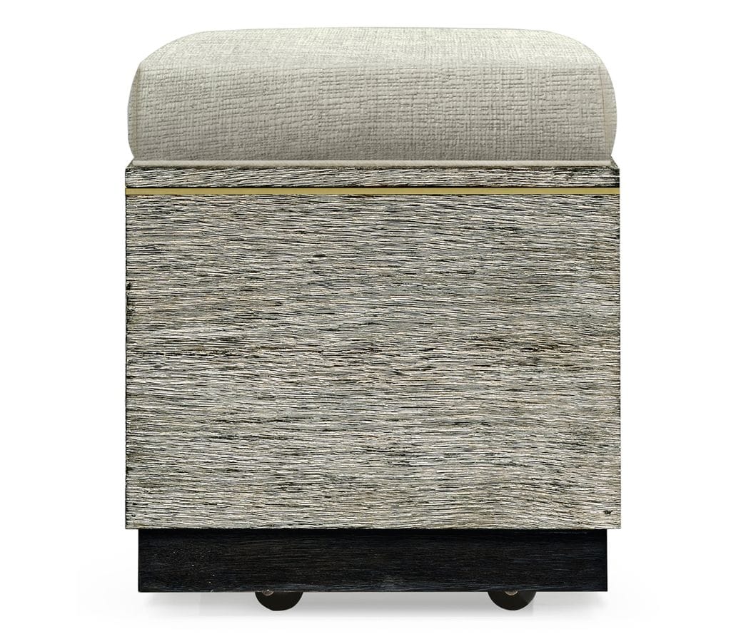 Jonathan Charles Living Geometric Dark French Oak Stool with Inside Storage on Wheels House of Isabella UK