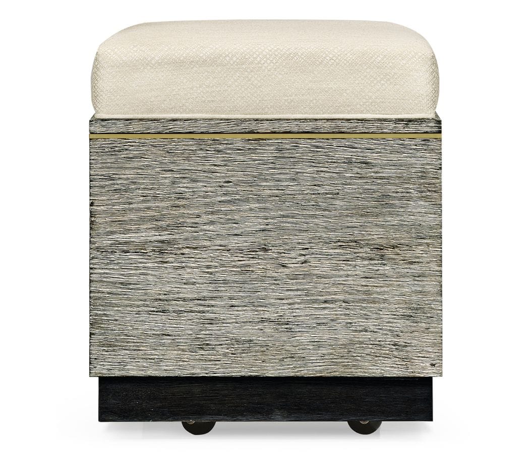 Jonathan Charles Living Geometric Dark French Oak Stool with Inside Storage on Wheels House of Isabella UK