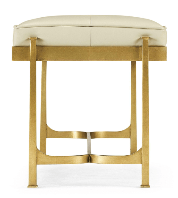 Jonathan Charles Bench Contemporary in White Leather - Gilded.