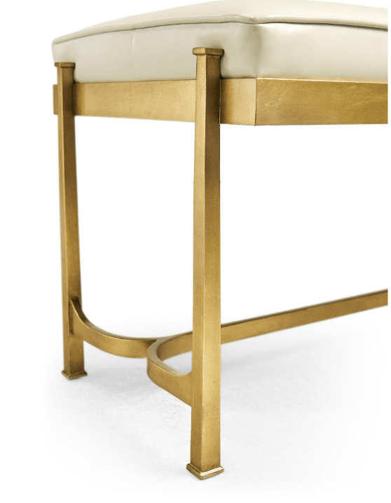 Jonathan Charles Bench Contemporary in White Leather - Gilded.