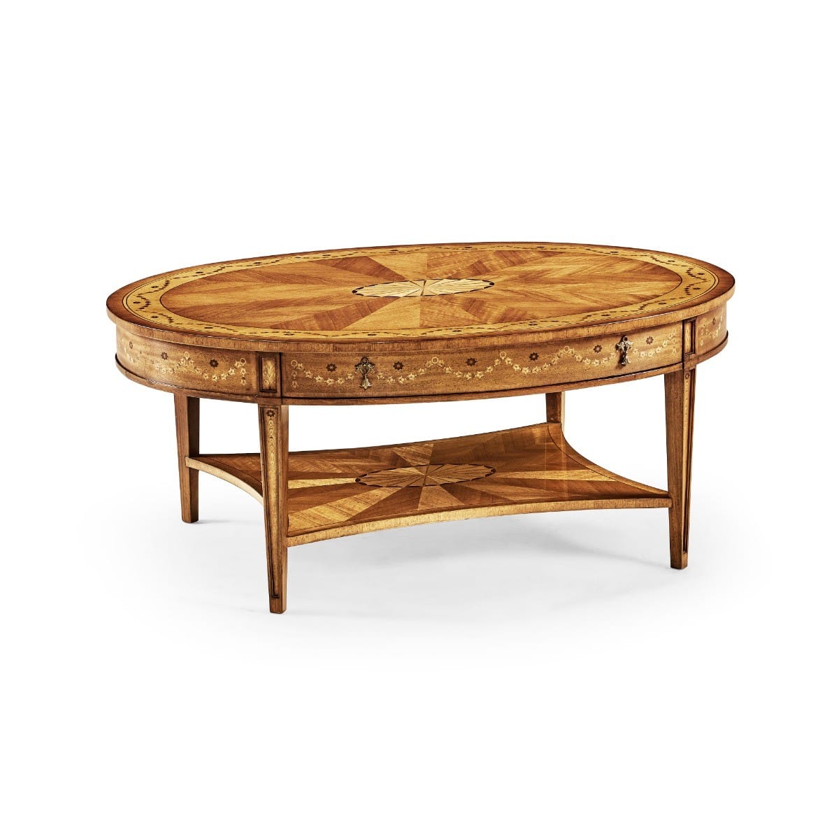 Jonathan Charles Living Oval Coffee Table with Drawer Marquetry House of Isabella UK