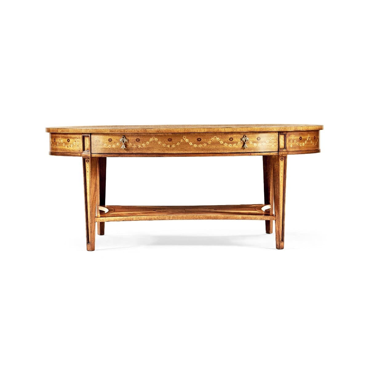 Jonathan Charles Living Oval Coffee Table with Drawer Marquetry House of Isabella UK