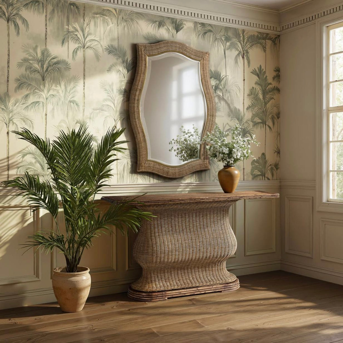 Jonathan Charles Living Palm Court Rattan Console Table House of Isabella UK