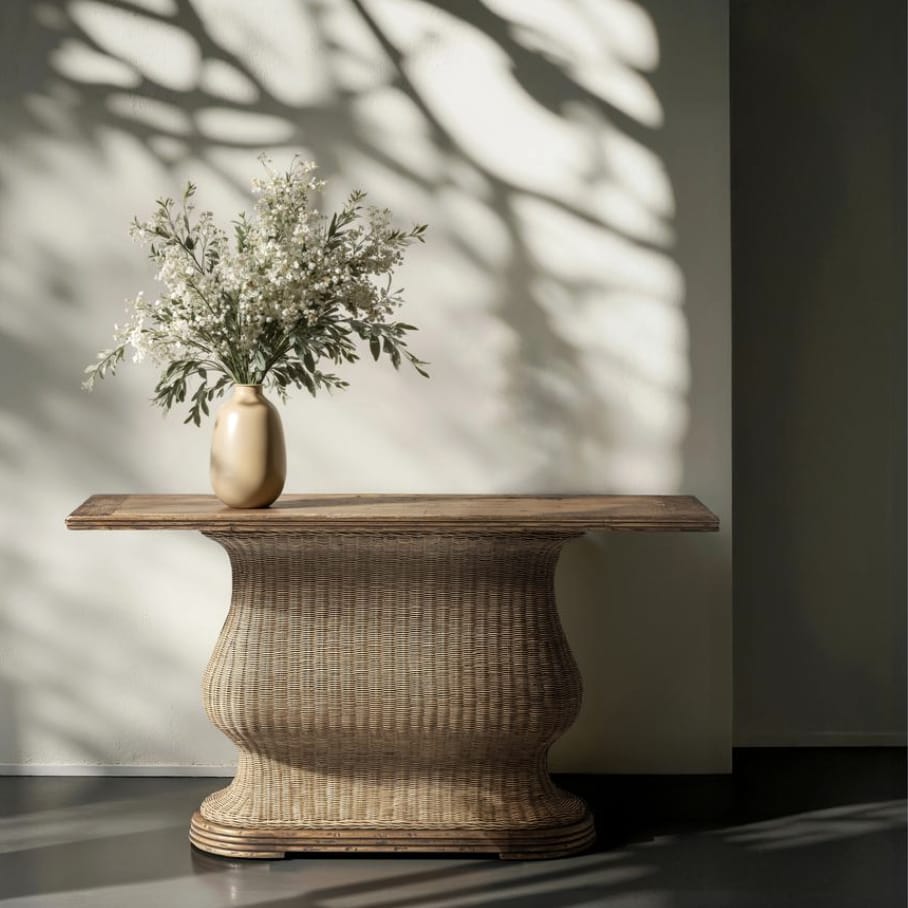 Jonathan Charles Living Palm Court Rattan Console Table House of Isabella UK
