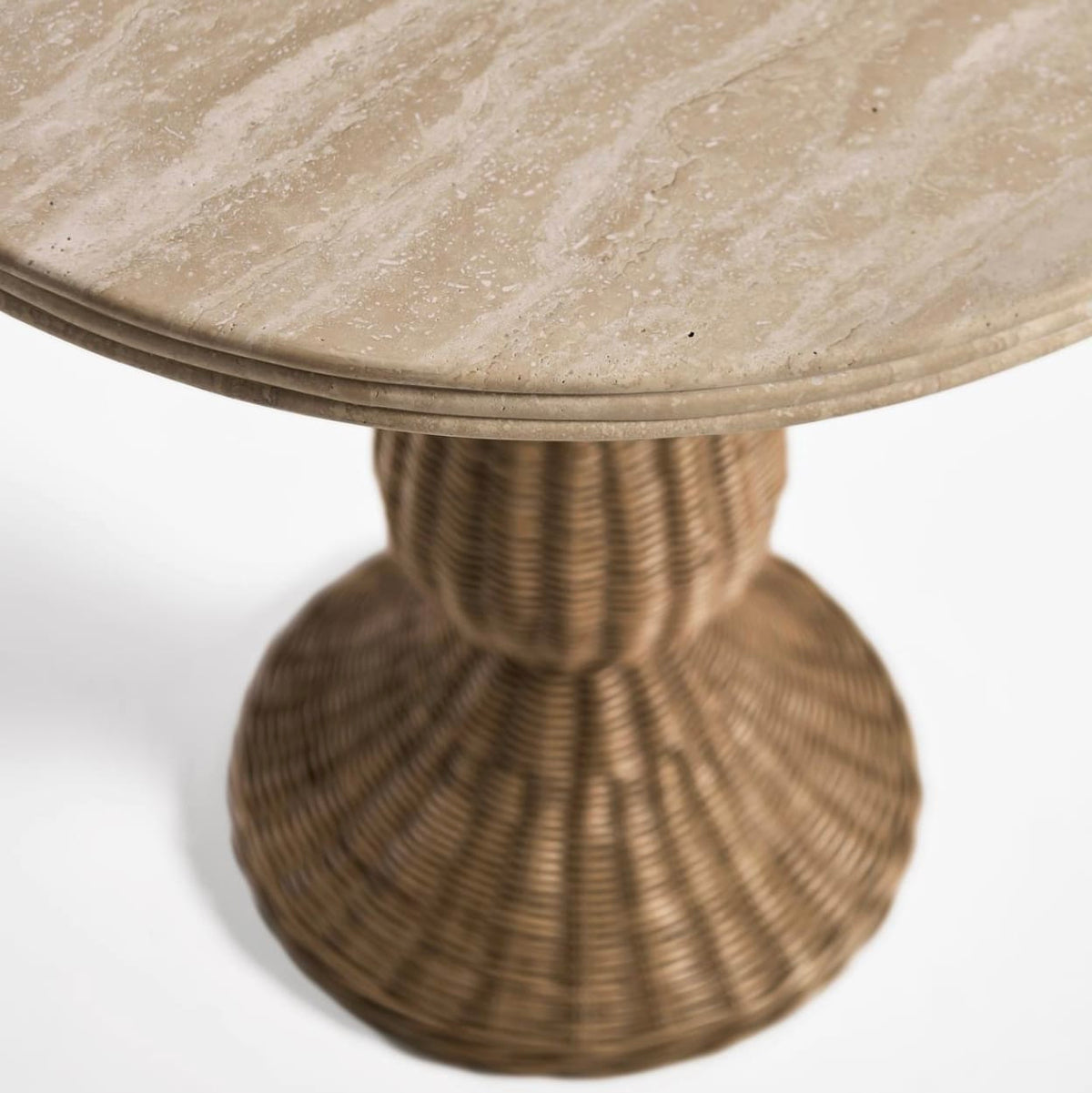 Jonathan Charles Living Palm Court Round Travertine Side Table House of Isabella UK