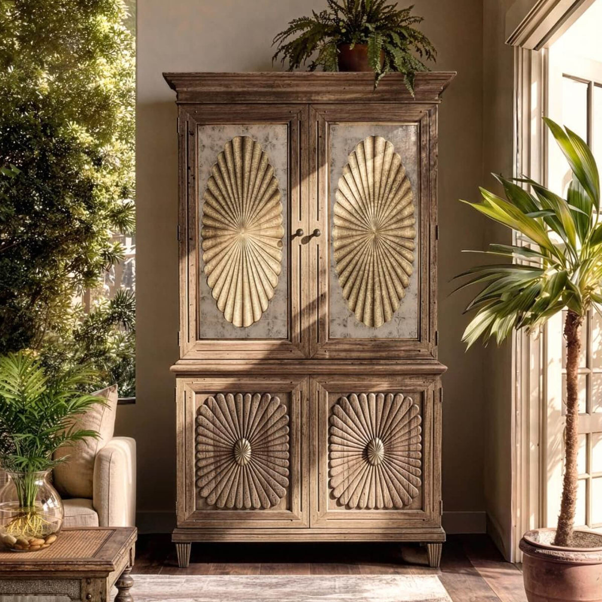 Jonathan Charles Living Palm Court Starburst Bar Cabinet House of Isabella UK